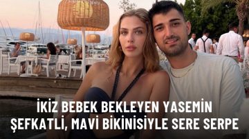 İkiz bebek bekleyen Yasemin Şefkatli bikinili sere serpe poz verdi.