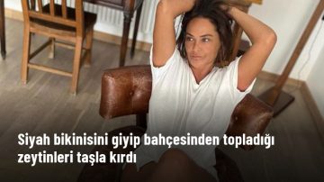 Hülya Avşar, bahçesinden topladığı zeytinleri taşla kırdı